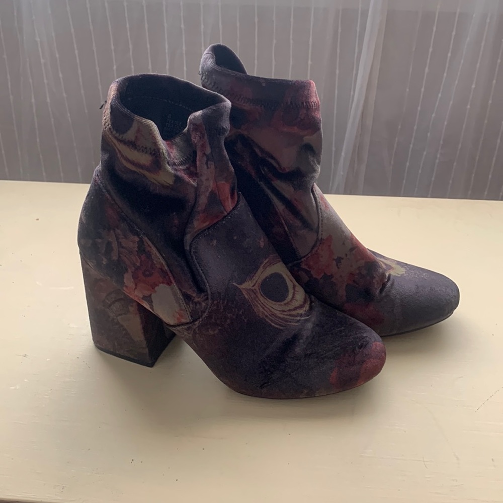 Velvet Sock Heeled Booties